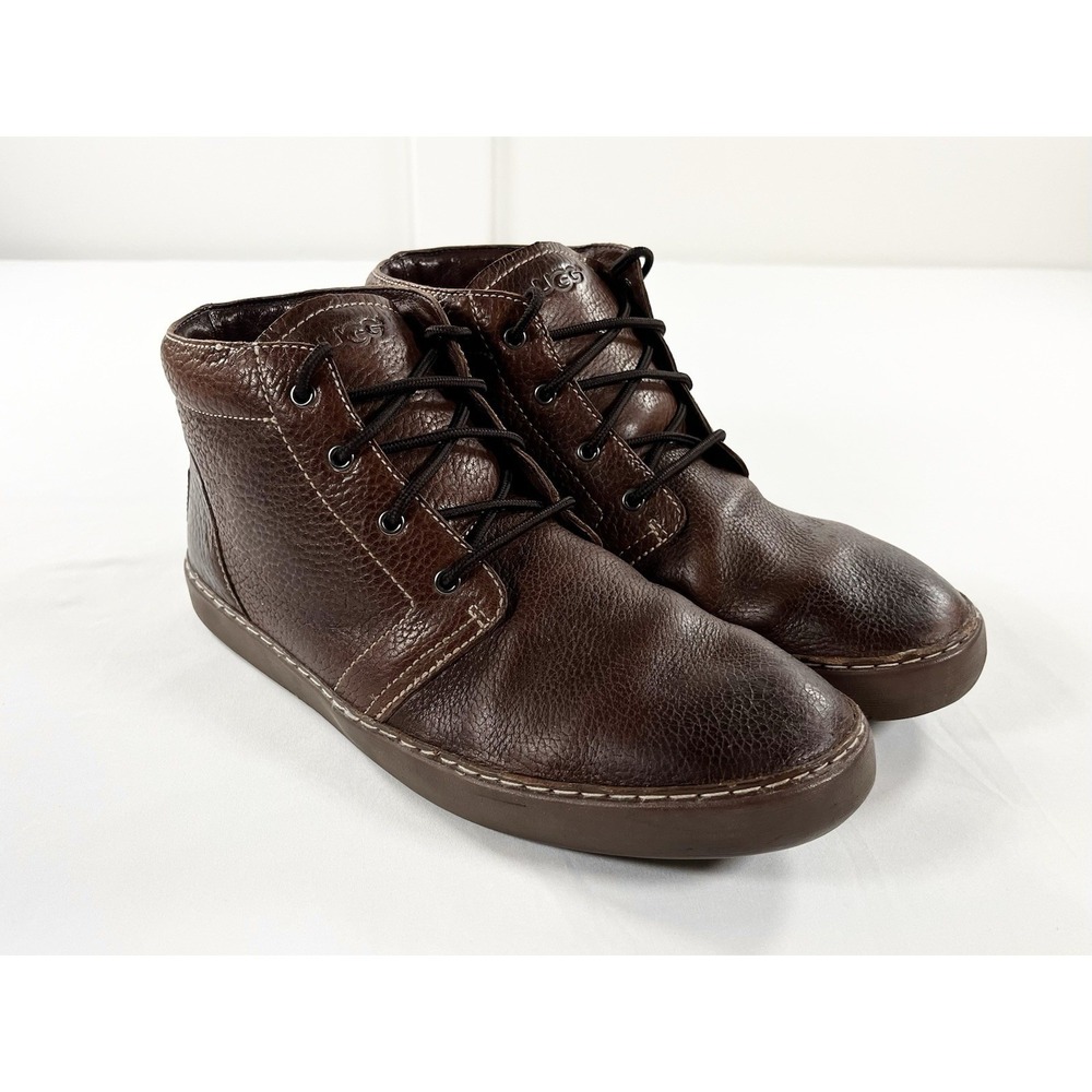 UGG Alin Leather Lace Up Chukka Boots Brown Pebbled Sneaker Shoes Mens Size 12 M